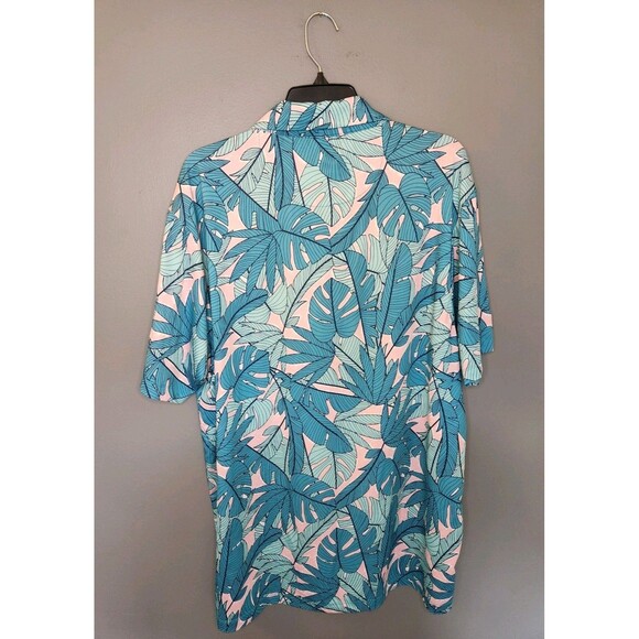 Bad Birdie Polo Shirt Men's 2XL Teal Golf Floral Hawaiian Performance Stretch - Picture 3 of 8